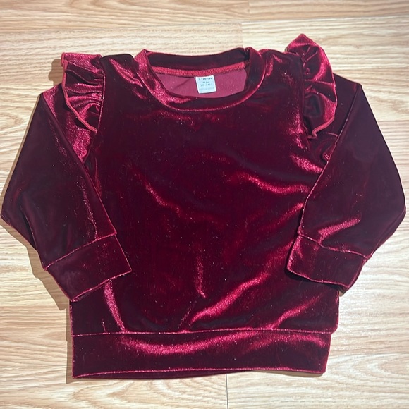 EUC SHEIN toddler 18-24 mo sweat suit. Velveteen red/burgundy. - Picture 2 of 4